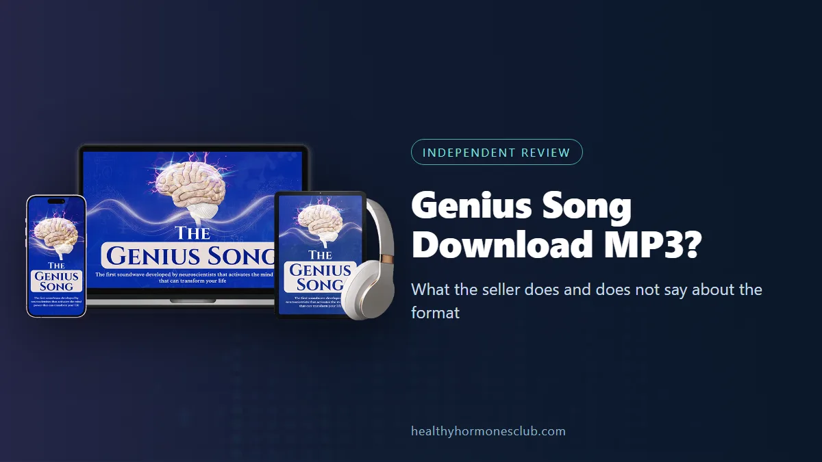 The Genius Song download mp3 question: the seller's device mockup with a label on what the seller says about the file format