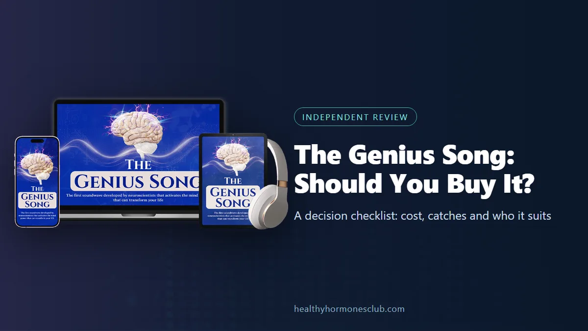 The Genius Song buy guide: the seller's product mockup next to the title of our independent decision checklist
