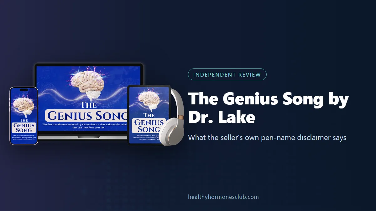 The Genius Song by Dr. Lake: the seller's product mockup beside our independent look at the presenter's pen name