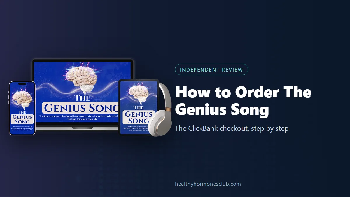 The Genius Song order walkthrough: the seller's product mockup beside the title of our independent checkout guide